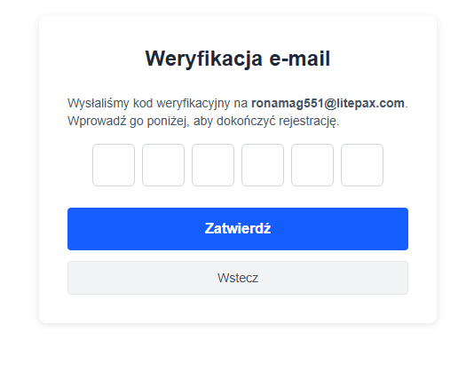 Ekran weryfikacji e-maila